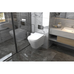 Комплект подвесной унитаз ABBER Rechteck AC1201 белый с инсталляцией AC0105 и кнопкой AC0120MB черный матовый