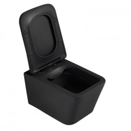 Комплект подвесной унитаз ABBER Rechteck AC1201MB черный матовый с инсталляцией AC0105 и кнопкой AC0120MMG золото матовое