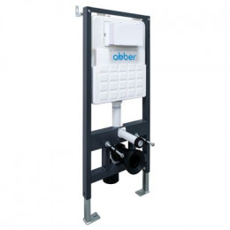 Комплект подвесной унитаз ABBER Rechteck AC1201MB черный матовый с инсталляцией AC0105 и кнопкой AC0121MB черный матовый