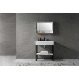 Консоль с раковиной ABBER Stein AS2630 напольная, белая матовая