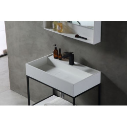 Консоль с раковиной ABBER Stein AS2630 напольная, белая матовая