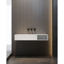 Тумба с раковиной ABBER Stein AS2640-1.0 R подвесная, белая матовая