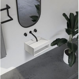 Тумба с раковиной ABBER Stein AS2645-0.8 подвесная, белая матовая