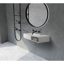 Тумба с раковиной ABBER Stein AS2649-0.8 подвесная, белая матовая