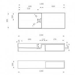 Тумба с раковиной ABBER Stein AS2649-1.2 подвесная, белая матовая