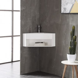 Тумба с раковиной ABBER Stein AS2653 подвесная, угловая, белая матовая