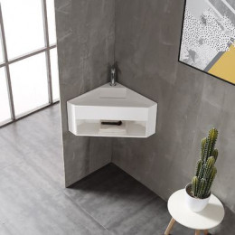 Тумба с раковиной ABBER Stein AS2653 подвесная, угловая, белая матовая