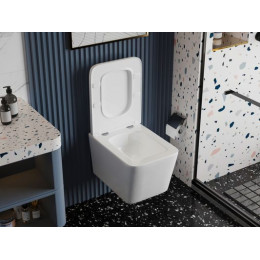 Унитаз ABBER Rechteck AC1201T подвесной белый, безободковый, смыв торнадо