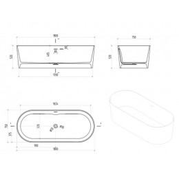 Ванна из искусственного камня ABBER Stein AS9614 белая матовая