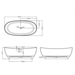 Ванна из искусственного камня ABBER Stein AS9615-1.8 белая матовая