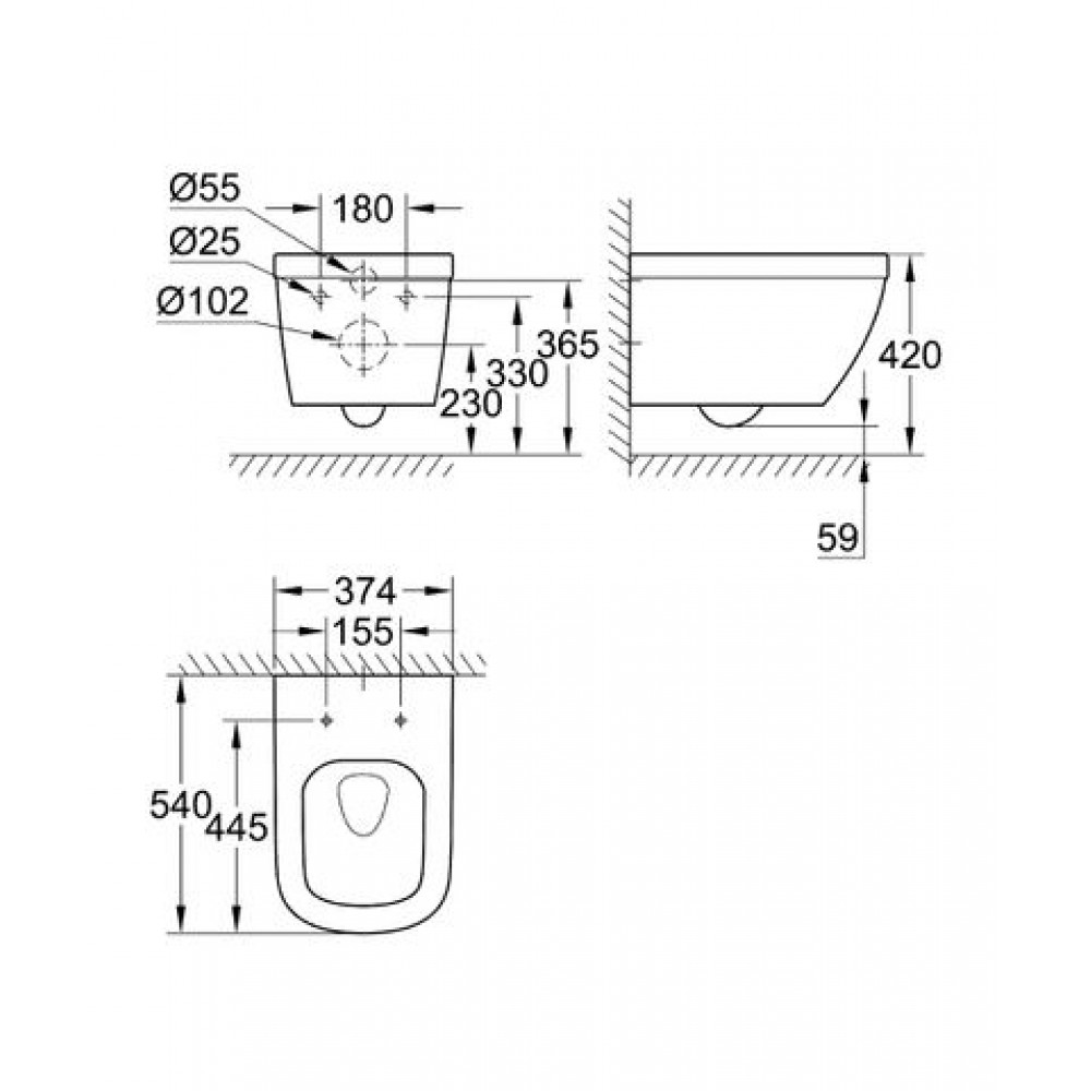 Унитаз подвесной Grohe Euro Ceramic 39328000 + Крышка-сиденье Grohe Euro Ceramic 39330002 с микролифтом