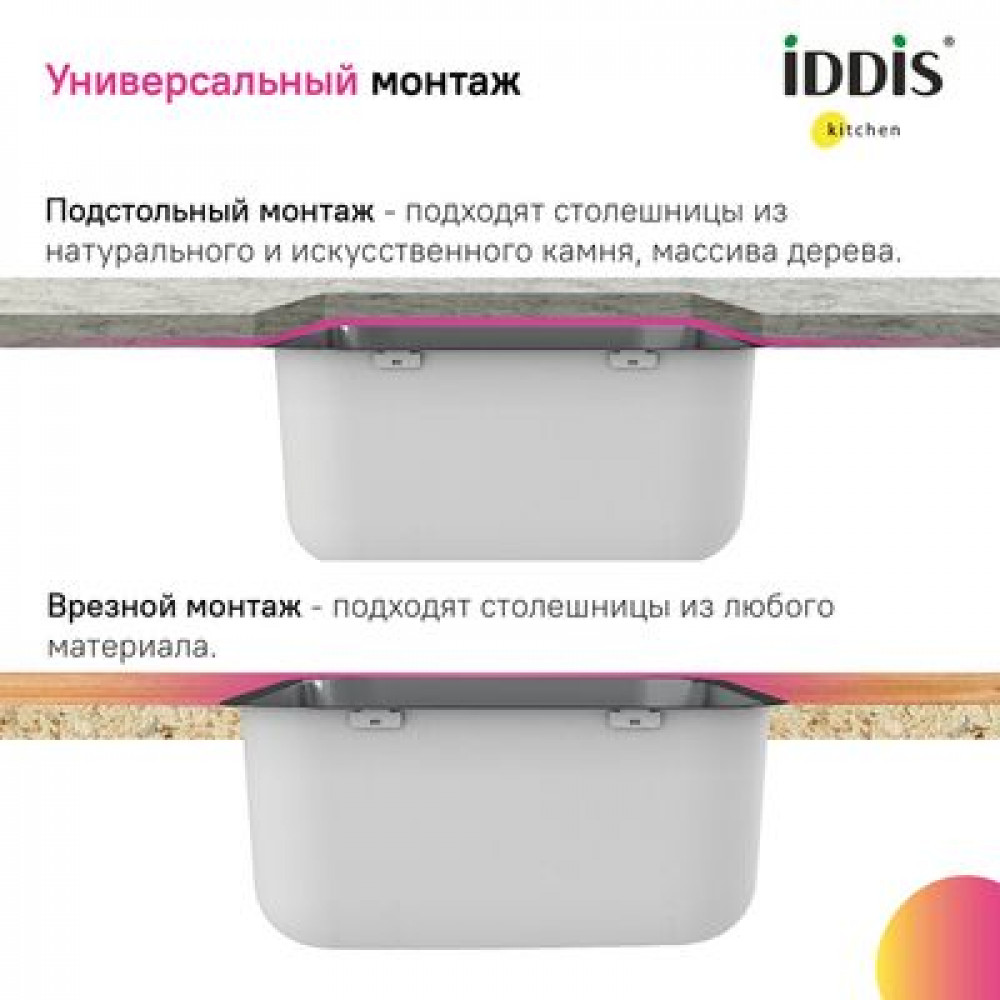 Мойка, нерж. сталь, графит, 533*433, Mate, IDDIS (MAT53GMi77)