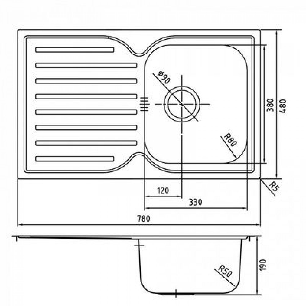 Кухонная мойка IDDIS 780*480, Strit S (STR78SDi77)