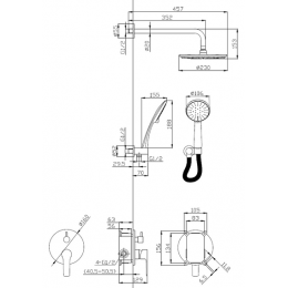 Душевая система скрытого монтажа ESKO (6in1 SB)