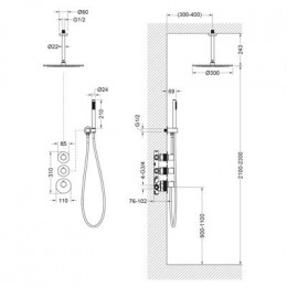 Душевая система встроенная с термостатом Timo Saona черное золото (SX-2399/18SM)