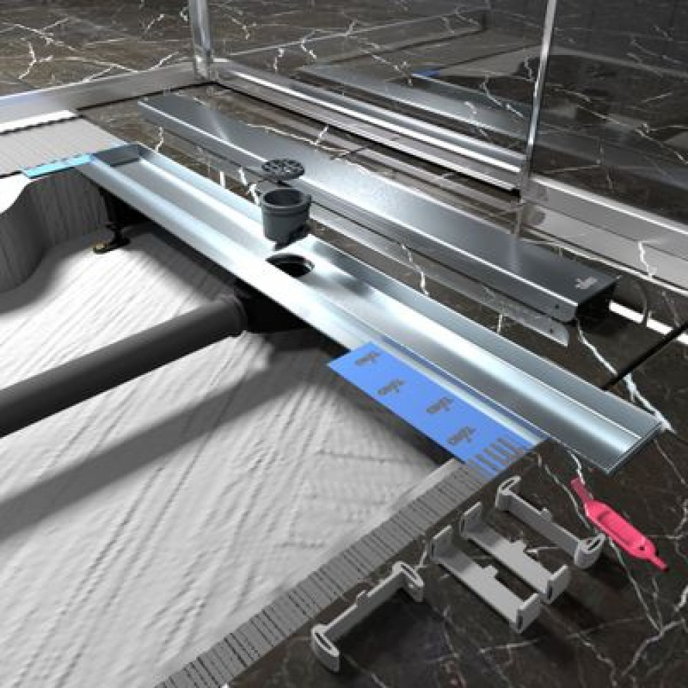 Душевой лоток TIMO Drain Protect 800 с двусторонней панелью PG20 под плитку, сатин (DP20800-PG20800)