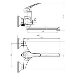 Смеситель для ванны с длинным поворотным изливом RUSH VRANGEL (VR7114-51)