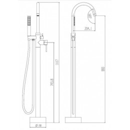 Смеситель для ванны напольный ESKO хром (F1)