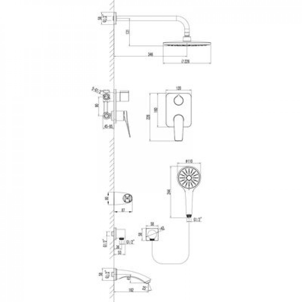 Душевая система Lemark Bronx (LM3722GM)