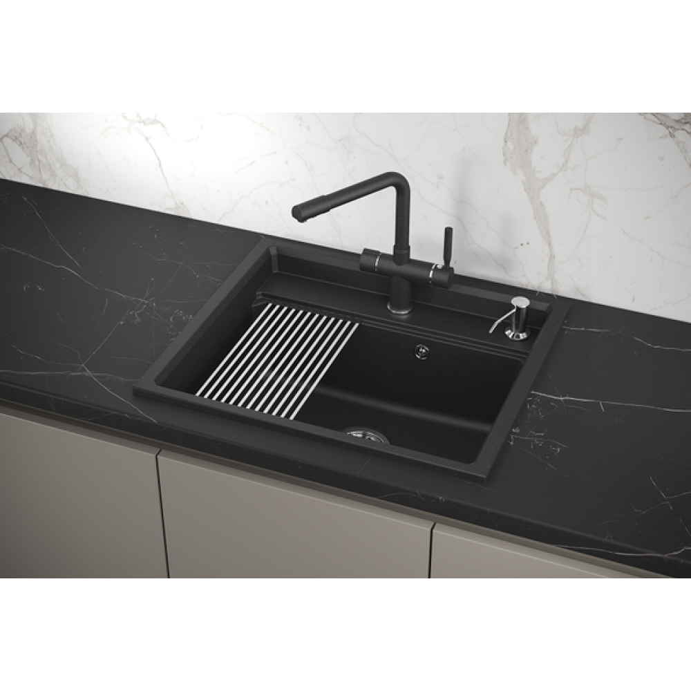 Кухонная мойка GRANULA Kitchen Space (6003, ЧЁРНЫЙ)