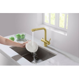 Смеситель для кухни с подключением фильтра Timo Saona золото матовое (2396/17F)