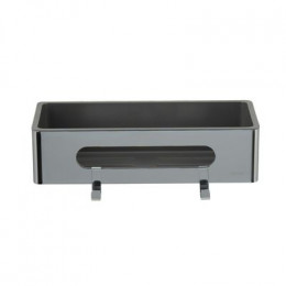 Полка для душа прямая Lemark SHELF LINE из нерж. стали с крючками, хром/вставка-пластик графит (9771043)