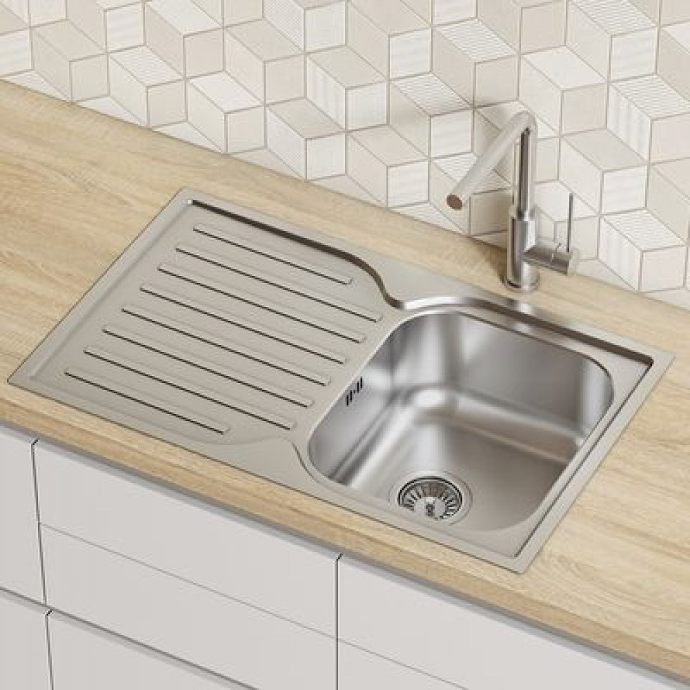 Мойка врезного монтажа с сифоном IDDIS Strit S, нерж. сталь, шелк, 780*480  (STR78SDi77S)