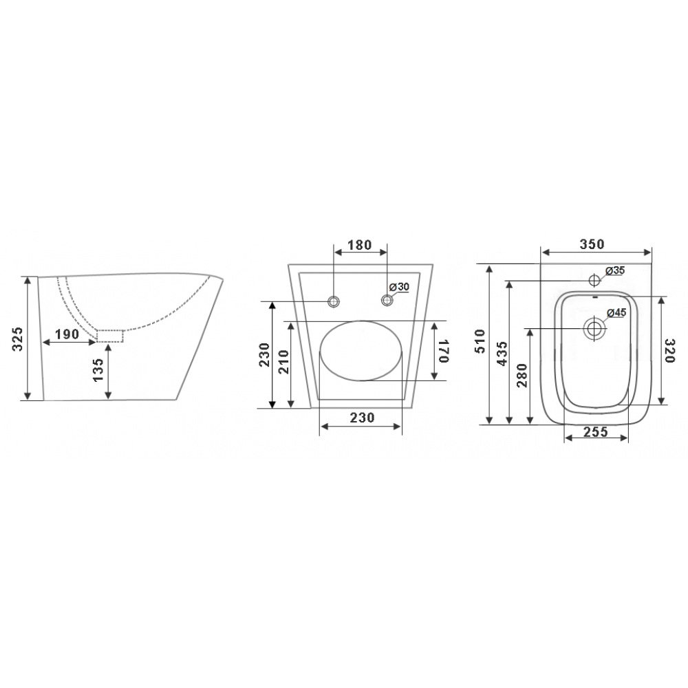 Биде подвесное TIMO SOLI 510*350*325 (TK-304)
