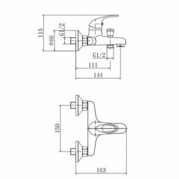 Смеситель для ванны и душа FASHUN хром (A3015)