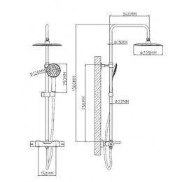 Душевая система c термостатом, ESKO (STT5054)