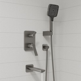 Встраиваемая система с тропическим, ручным душем и изливом IDDIS Parker матовый графит (PARGM03i68)