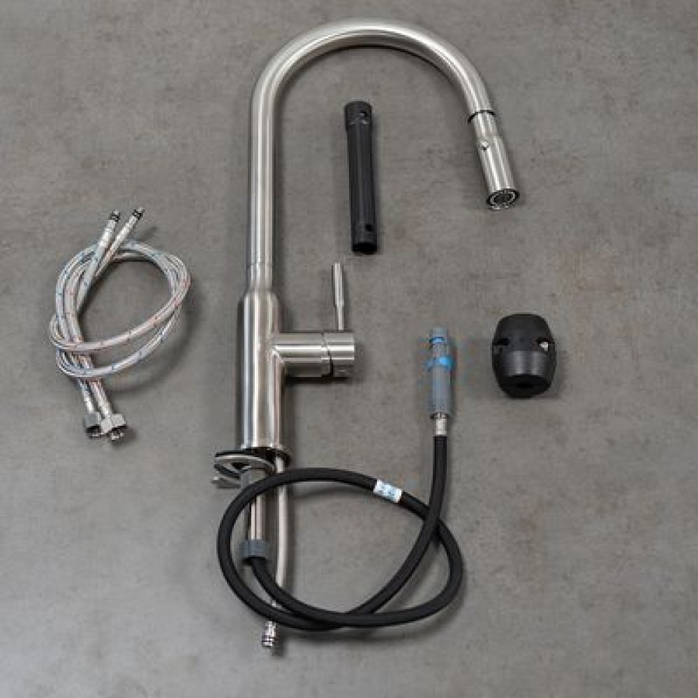 Смеситель Lemark Expert для кухни с вытягивающимся поворотным изливом (LM5086S)