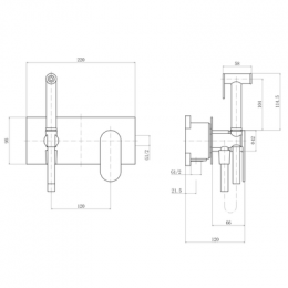 Смеситель встраиваемый FASHUN с гигиенической лейкой (A7585-7)