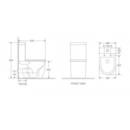 Унитаз-компакт безободковый D&K Matrix 630*365*840мм (DT1397016)