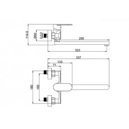 Смеситель FASHUN настенный для умывальника/мойки хром (A4685)