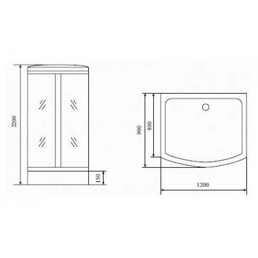 Душевая кабина Timo Standart 120*90*220  (T-1115)