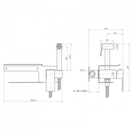 Смеситель встраиваемый FASHUN с полочкой, гигиенической лейкой и держателем туалетной бумаги, сатин (A57704)