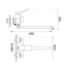 Смеситель для ванны Haiba черный (HB22818-7)