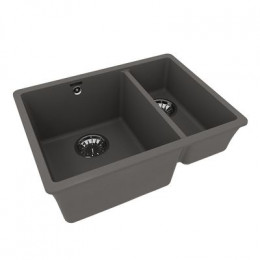 Кухонная мойка Lemark SINARA 550.2-U подстольного монтажа с доп.чашей из кварцгранита цвет: Серый шёлк (9910083)