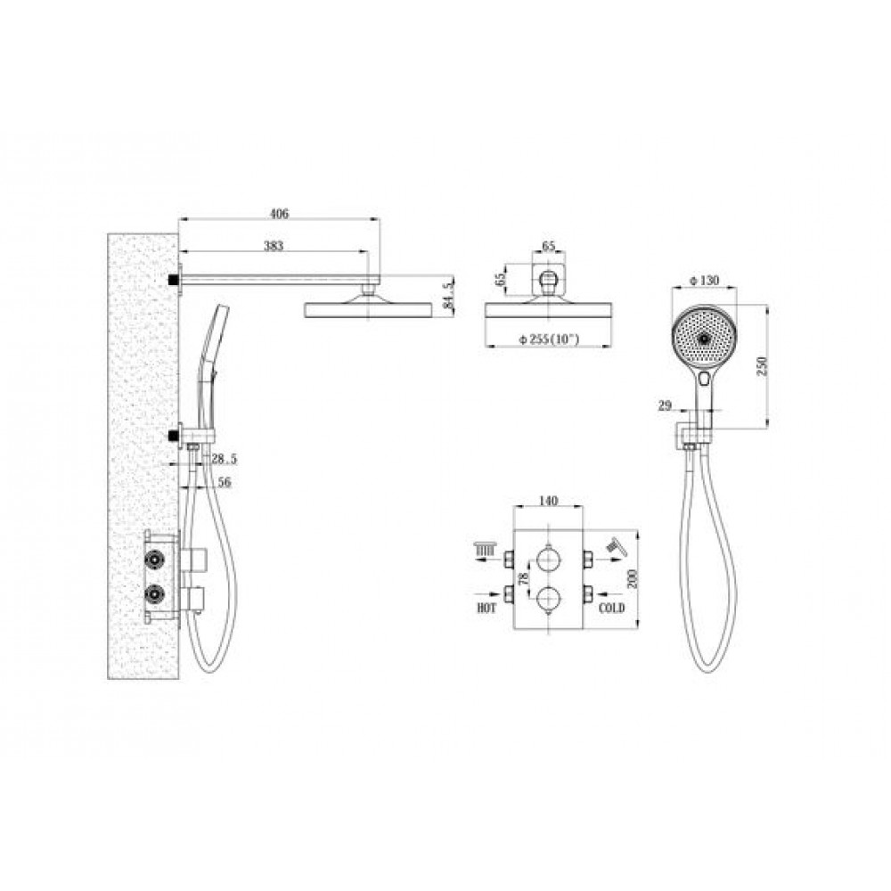 Душевая система скрытого монтажа ESKO Thermostat (6в1 TH)