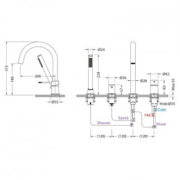 Смеситель для ванны с душем врезной Timo Saona хром (2320/00Y)