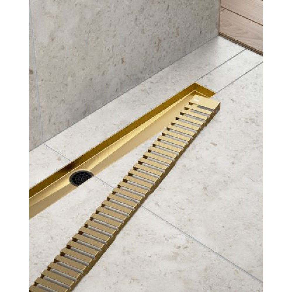 Душевой лоток TIMO Drain System 600 с вставкой "lines", Золото матовое (DS230106/17)