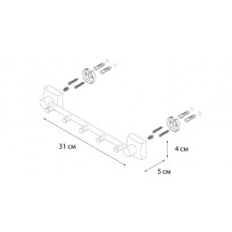 Планка FIXSEN Kvadro 5 крючков (FX-61305-5)