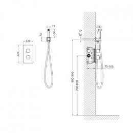 Смеситель TIMO встроенный с гигиеническим душем с термостатом  золото матовое Petruma (5089/17SM)