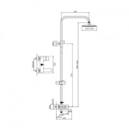 Душевая система, пепельный, Haiba (HB24816-3)