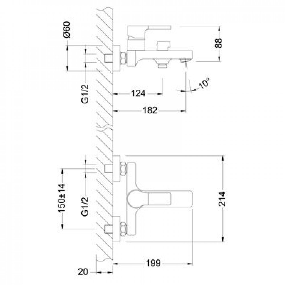 Смеситель для ванны Lemark Aura (LM0614C)