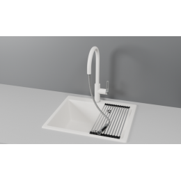 Смеситель для кухни GRANULA с выдвижным изливом и подключением к фильтру (8168, АРКТИК (БЕЛЫЙ))