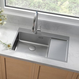 Кухонная мойка Lemark KEZADRA 780L прямоугольная с крылом из нержавеющей стали (чаша СЛЕВА) цвет: сталь (9937149)