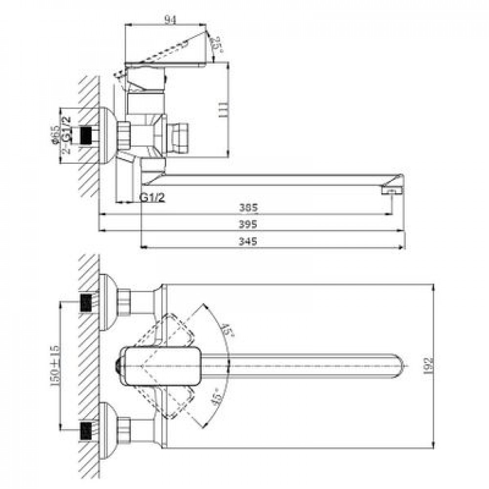 Смеситель для ванны с длинным поворотным изливом RUSH Bruny (BR4335-51)