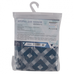 Шторка для ванны FASHUN с набором пластиковых колец для подвеса (A8824)